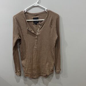 Laurieblle’s Women's Long Sleeve Henley Top - Brown